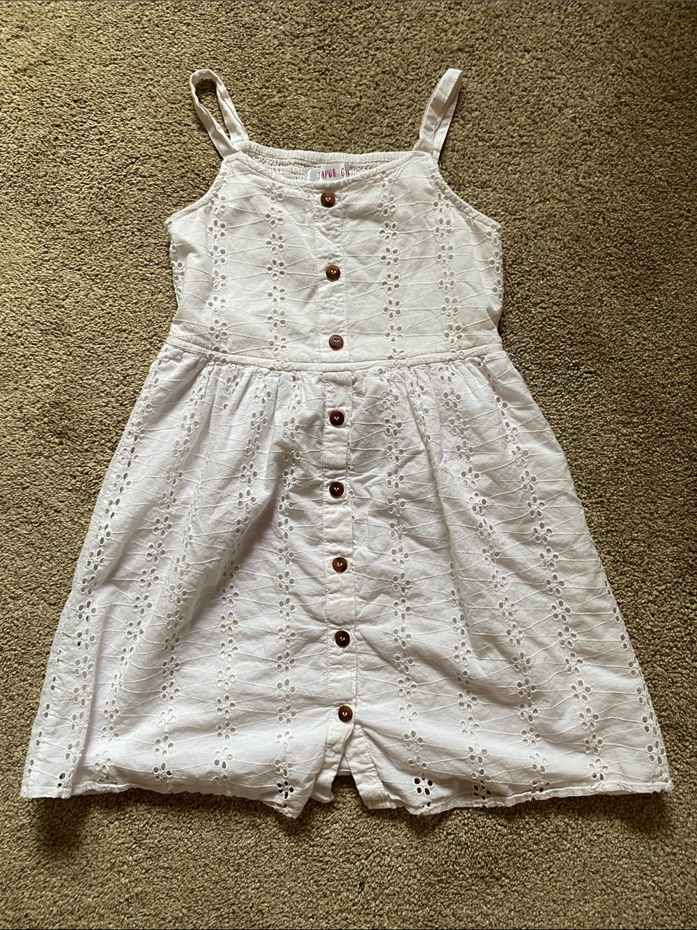 Girls White Smocked Cotton Sundress